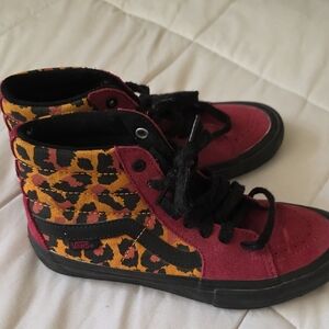 Y2K Vans Sk8-Hi Pro Punk Beet Red Leopard Sneakers Size M6/W7.5